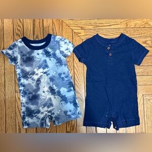 Blue Tie-Dye and Solid Navy Kids Shirt Set
